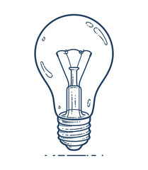 Light bulb idea vector simple linear icon, science and business line art symbol, creative solutions.