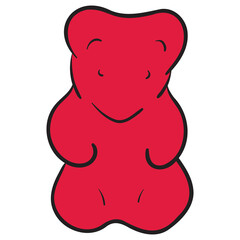 vector drawing of a red gummy bear. isolated on white background.