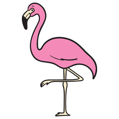 pink flamingo. comic illustration, vector.