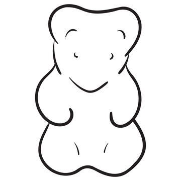 comic drawing of a gummy bear. Monochrome vector cartoon.