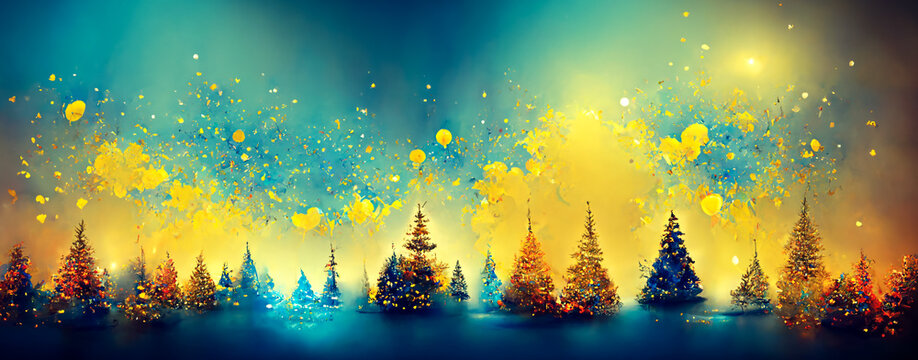 Christmas time. Abstract Christmas art landscape. Merry Christmas. Digital art image.