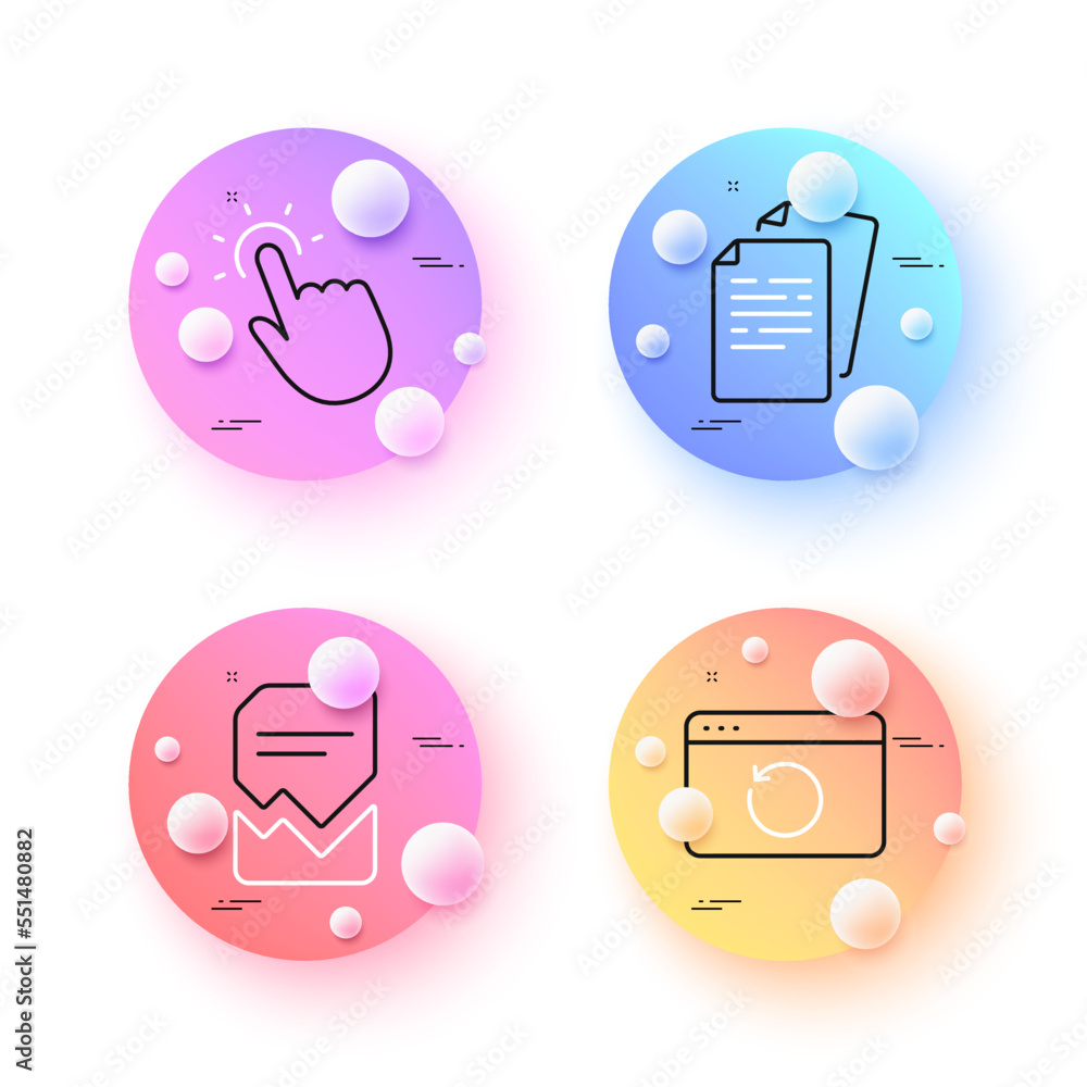 Poster corrupted file, touchpoint and recovery internet minimal line icons. 3d spheres or balls buttons. do