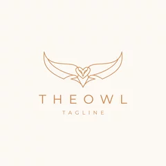 Gordijnen Flying owl logo design vector template © SuryoMono