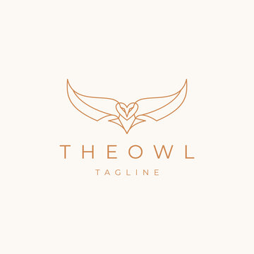 Flying owl logo design vector template
