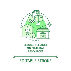 Fototapeta premium Reduce reliance on natural resources green concept icon. Prosumers habits abstract idea thin line illustration. Isolated outline drawing. Editable stroke. Arial, Myriad Pro-Bold fonts used