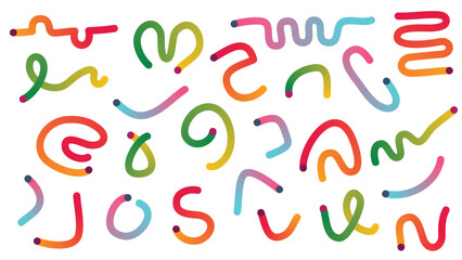 Squiggle vector illustration with bright gradient colors for design decoration and easy color editing