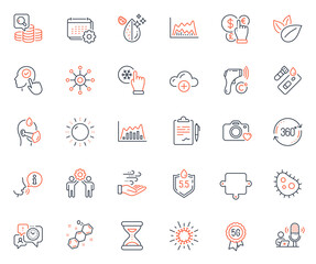 Science icons set. Included icon as Time management, Wind energy and Calendar web elements. Select user, Cloud computing, Puzzle icons. Employees teamwork, Full rotation. Vector