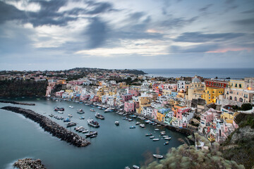 Naklejka na ściany i meble beautiful italian island procida famous for its colorful marina, tiny narrow streets and many beaches