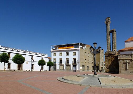 Historic columns in Zalamela de la Serena, Extremadura - Spain 
