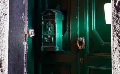 dark green old vintage door