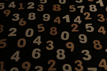 Background of numbers. from zero to nine. Numbers texture. Finance data concept. Mathematic. Seamless pattern with numbers. financial crisis concept. Business success.