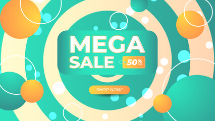 Mega sale concept horizontal banner template design. Discount abstract promotion layout poster. Mega sale vector illustration.