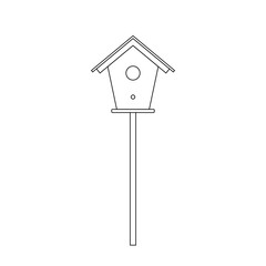 Bird House Outline Icon Illustration on White Background