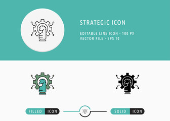Strategic Icon Isolated on White Background. Corporate Strategy Plan Thin Line Symbol Stock Vector Illustration For Mobile App And Web Design.