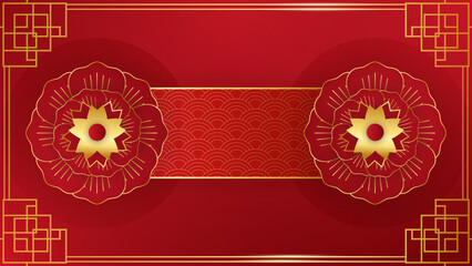 chinese new year banner, abstract oriental background, red square window inspiration, vector illustration
