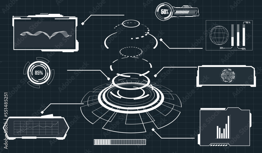 Aufkleber abstract technology futuristic concept hud interface hologram elements of digital data and circle