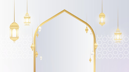 Arabic Islamic Elegant White Luxury Ornament Background with Copy Space for Text