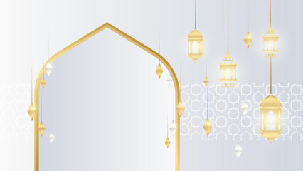 Arabic Islamic Elegant White Luxury Ornament Background with Copy Space for Text
