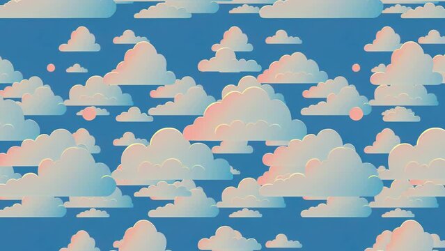 Cartoon clouds parallax animation flat sky looped background