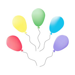 Bright festive balloons. Illustration of balloons. Collection of colorful balloons. Glossy balloons set isolated on white background.