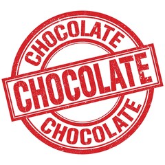 CHOCOLATE written word on red stamp sign