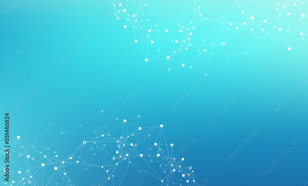 Aufkleber Digits abstract illustration with connected line and dots, wave flow. Digital neural networks. Network and connection background for your presentation. Graphic polygonal background.