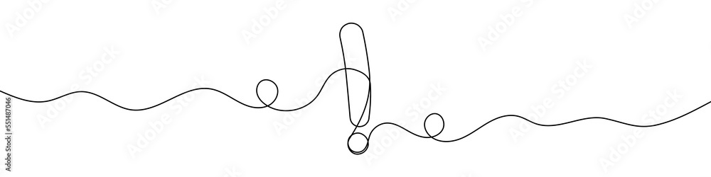 Poster exclamation mark linear background. one continuous line drawing of exclamation mark. vector illustra