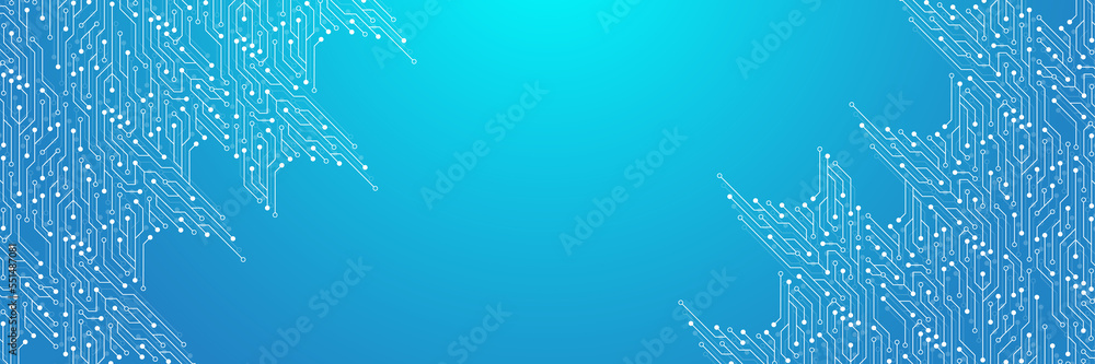 Poster Electronic texture for computer technology, engineering concept illustration. Motherboard computer generated abstract background