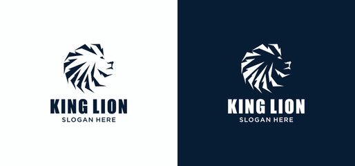Elegant lion king animal logo, Lion logo vector illustration brand identity icon, Template.