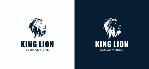 Elegant lion king animal logo, Lion logo vector illustration brand identity icon, Template.