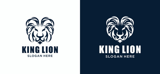 Elegant lion king animal logo, Lion logo vector illustration brand identity icon, Template.