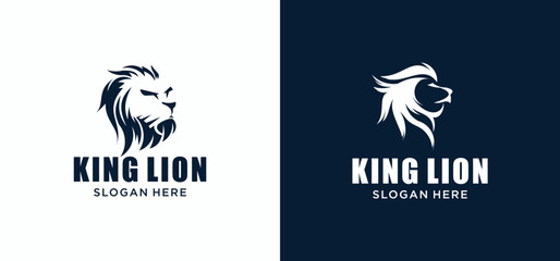 Elegant lion king animal logo, Lion logo vector illustration brand identity icon, Template.