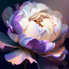 Peony flower oil painting. Abstract modern art.
