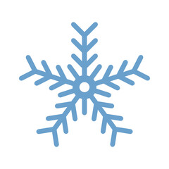 Blue snowflake icon isolated on white background. New year design element. Flat vector illustration