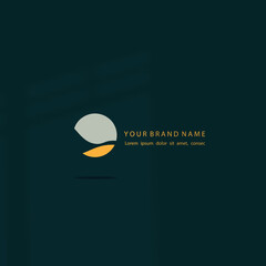 logo icon design elegant flower moon simple pastel color shadow overlay eps 10