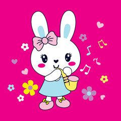 Obraz na płótnie Canvas Sweet bunny with beautiful flower vector