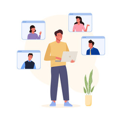 Business people virtual online meeting video conference