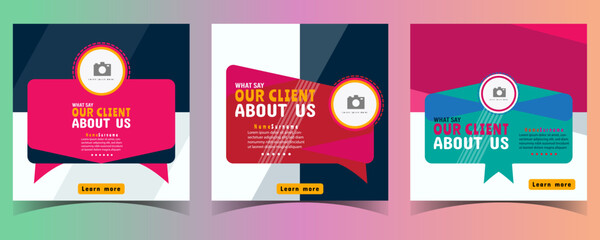 Modern and creative Client testimonials or customer feedback social media post web banner template