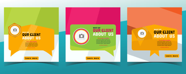 Modern and creative Client testimonials or customer feedback social media post web banner template
