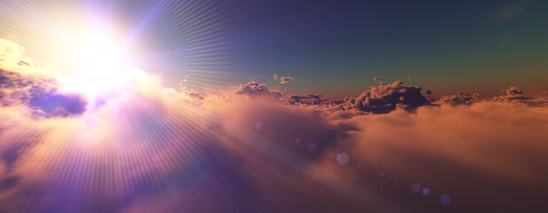 above clouds fly sunset sun ray