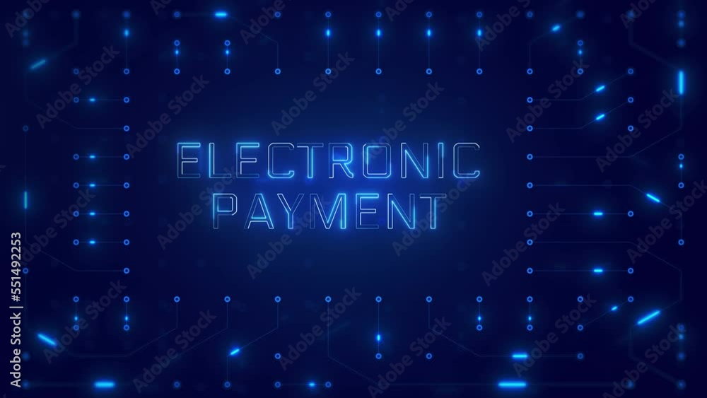 Aufkleber electronic payment word text with neon circuit board design or computer semiconductor design