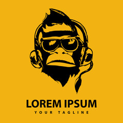 Awesome cool gorilla logo design. Vector illustration.