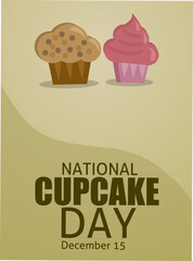 National cupcake day December 15 vector illustration, suitable for web banner, poster or card campaign