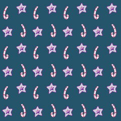 seamless pattern with stars and Christmas caramel