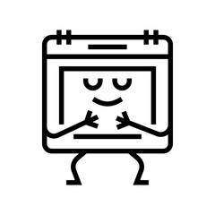 calendar school character line icon vector. calendar school character sign. isolated contour symbol black illustration