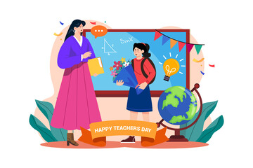 Happy Teacher Day Illustration concept on white background