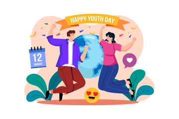 Happy Youth Day Illustration concept on white background