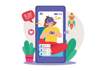 Young Girl Doing Live Game Streaming