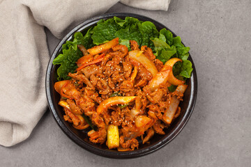 Stir-fried pork, Korean food, pork, cooking, meat, vegetables, meat, meals, food, green onions,...