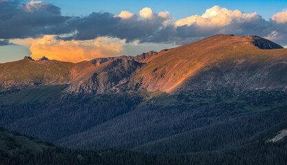 Mountain Sunset Views from the Trail Ridge Road, Rocky Mountain National Park, Colorado